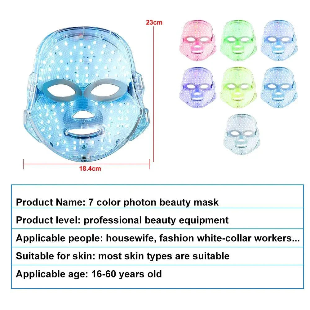 7 Colors LED Facial Mask Photon Therapy for Acne & Wrinkles