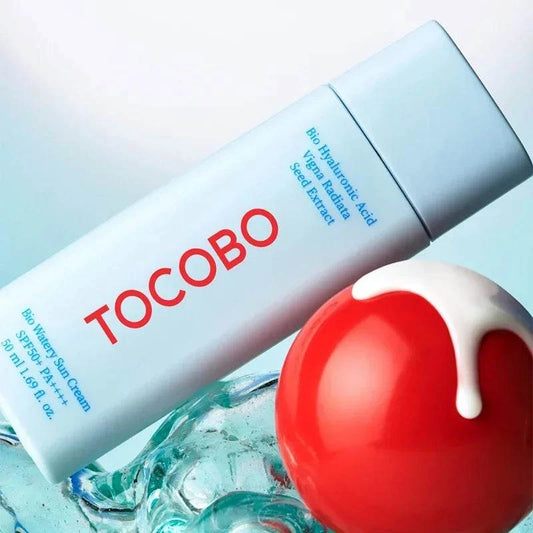 Korean face sunscreen stick in light blue, providing UV protection with a silky, matte finish.