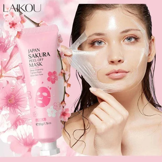 LAIKOU Sakura 24K Gold Peeling Face Mask for Anti-Aging, Whitening, Acne, and Blackhead Removal.
