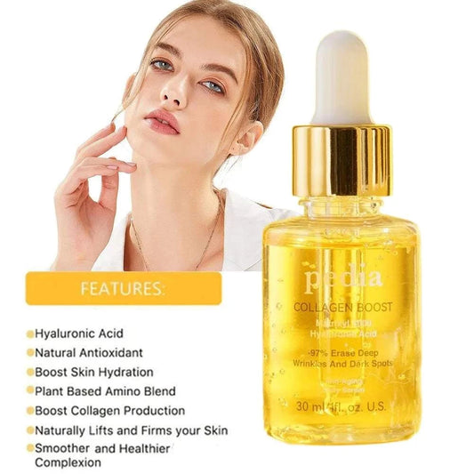 Collagen Face Serum with Hyaluronic Acid and Antioxidants for Skin Hydration and Firming.