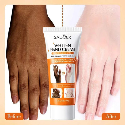 Dark Knuckles Fast Brighten hand cream before and after use showing improved skin tone.