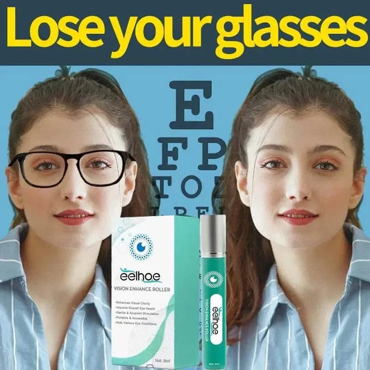 Rapid Treatment Myopia Eye Serum packaging with "Lose your glasses" slogan and vision enhance roller.