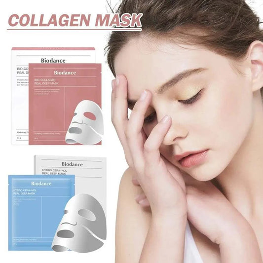Biodance Bio-Collagen moisturizing hydrating patch mask for women, featuring deep moisturizing skin care benefits.