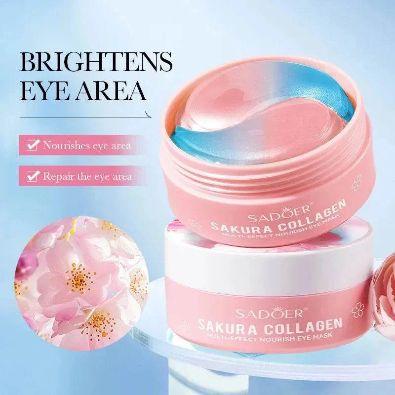 60pcs SADOER Sakura Collagen Eye Mask Anti Dark Circles Eyes Bags Removal Moisturizing Firming Eye Patches Skin Care for Eyes