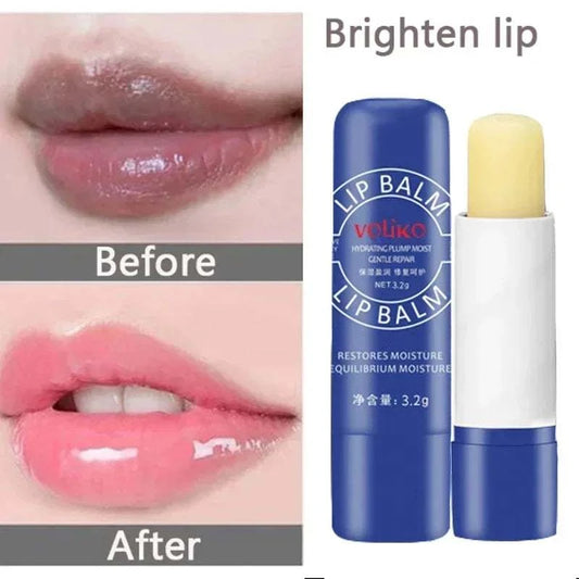 Lip balm for dark lips, brightens and moisturizes; before and after application results.